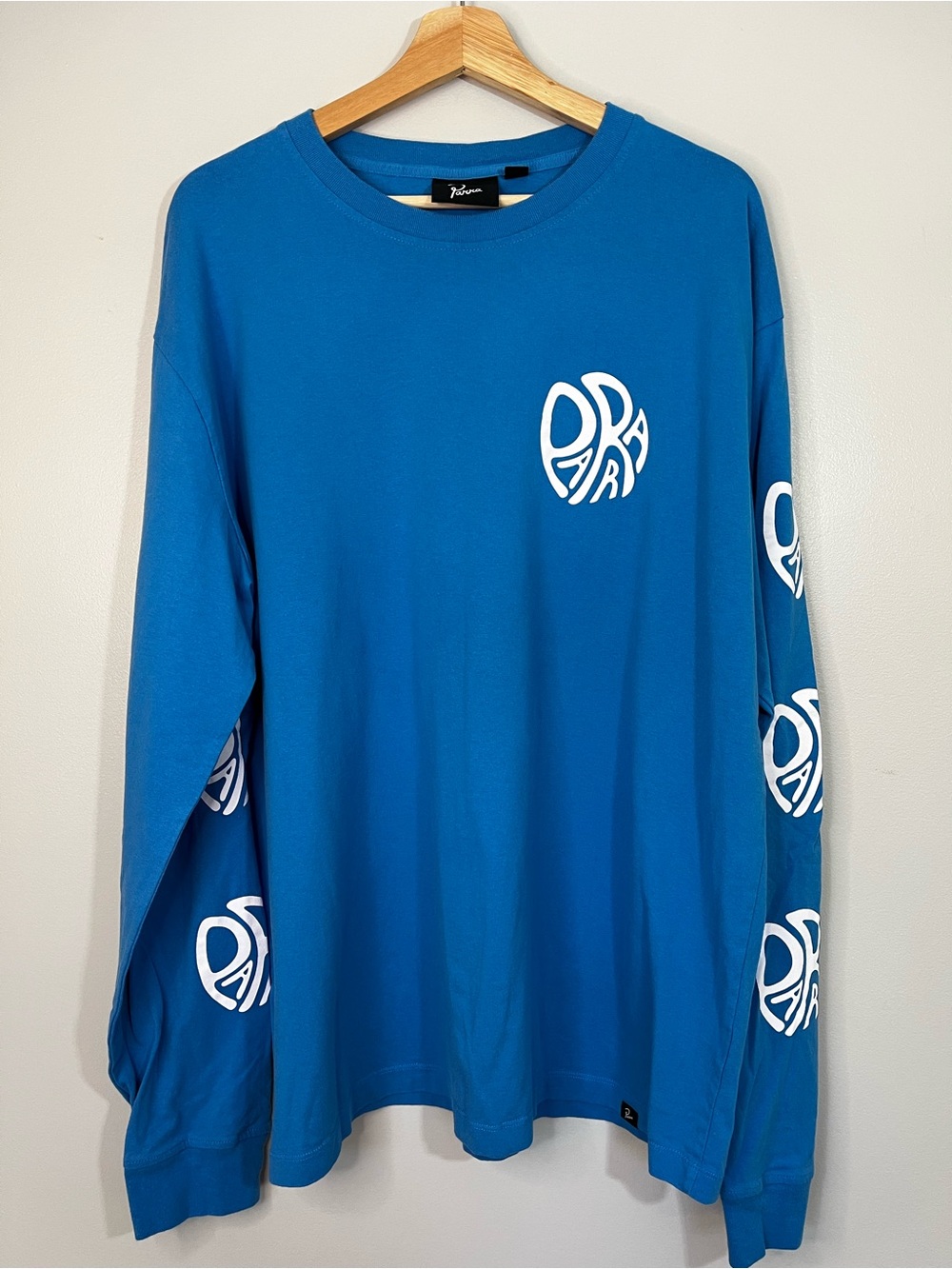Parra Blue Long Sleeve Tee with White Logo Men’s XL